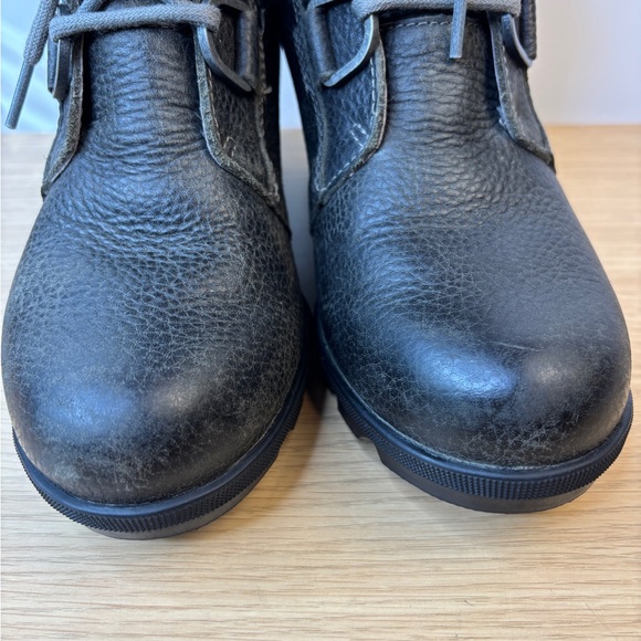 Sorel Lea Wedge Boots Womens Charcoal Grey Leather Lace Up Ankle Booties Size 8 - Picture 5 of 11
